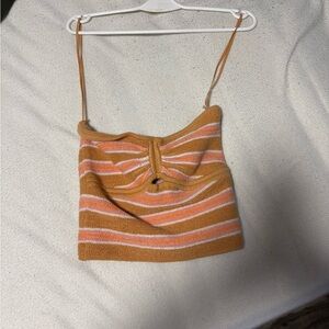 American Eagle Outfitters Orange and Brown Striped Tube Top